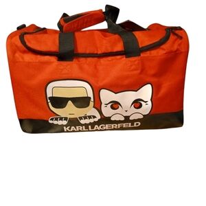 NWT Rare Karl Lagerfeld Paris Red & Black Gym/Luggage Duffle Bag Karl & Kitty